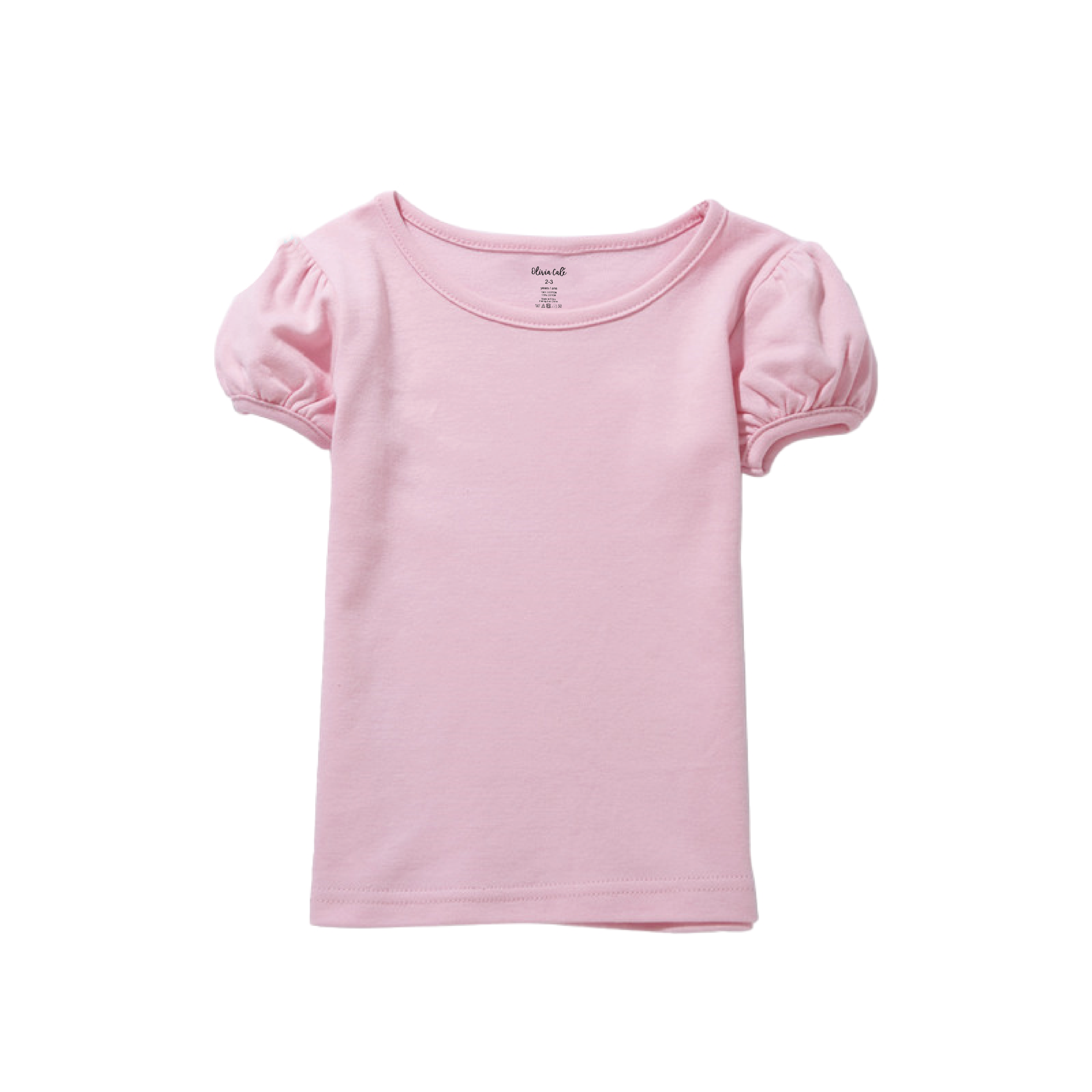 Girls Puff Sleeve T-Shirt, 100% Cotton