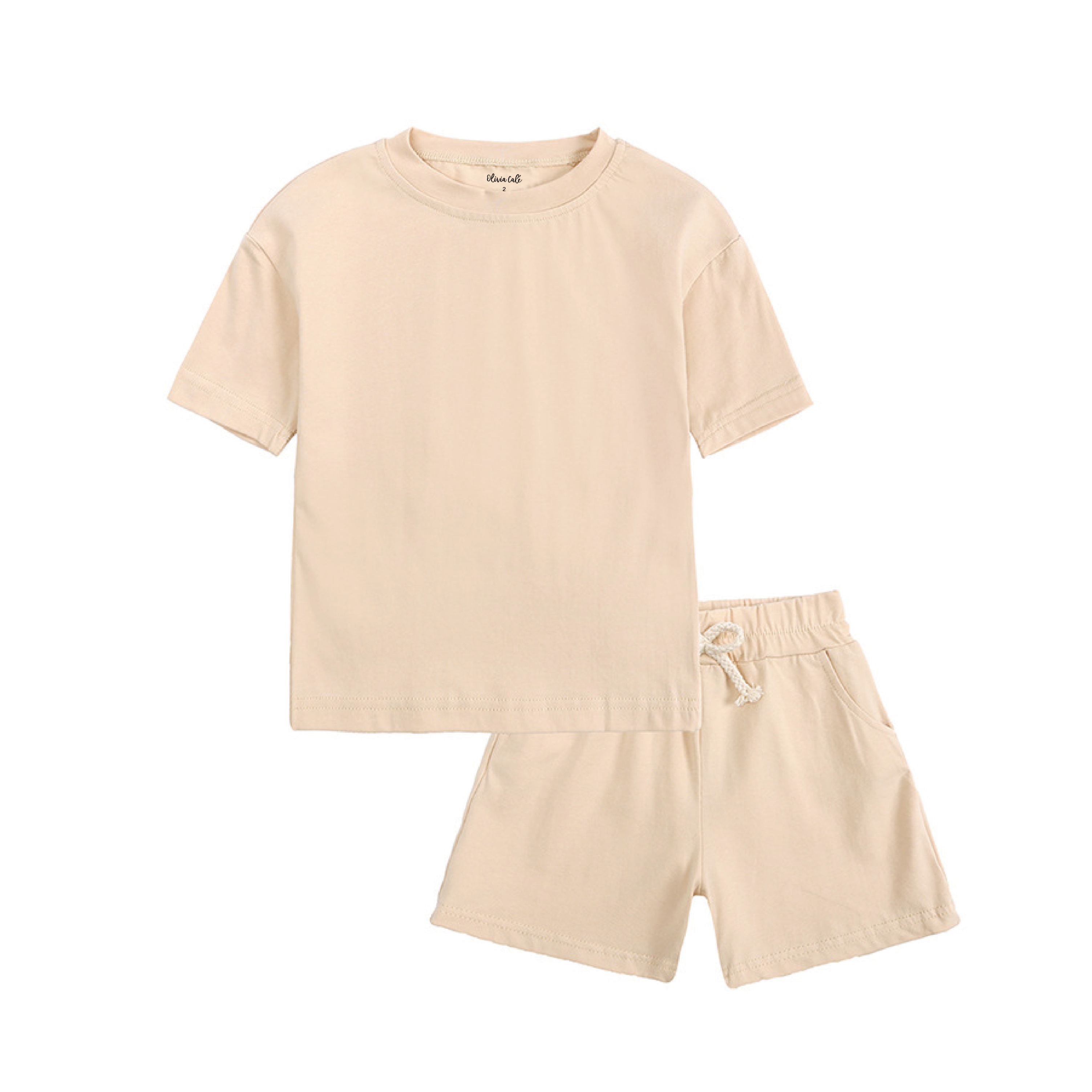 Toddler 2-Piece Cotton Short Set, Short Sleeve T-Shirt and Shorts with Drawstring