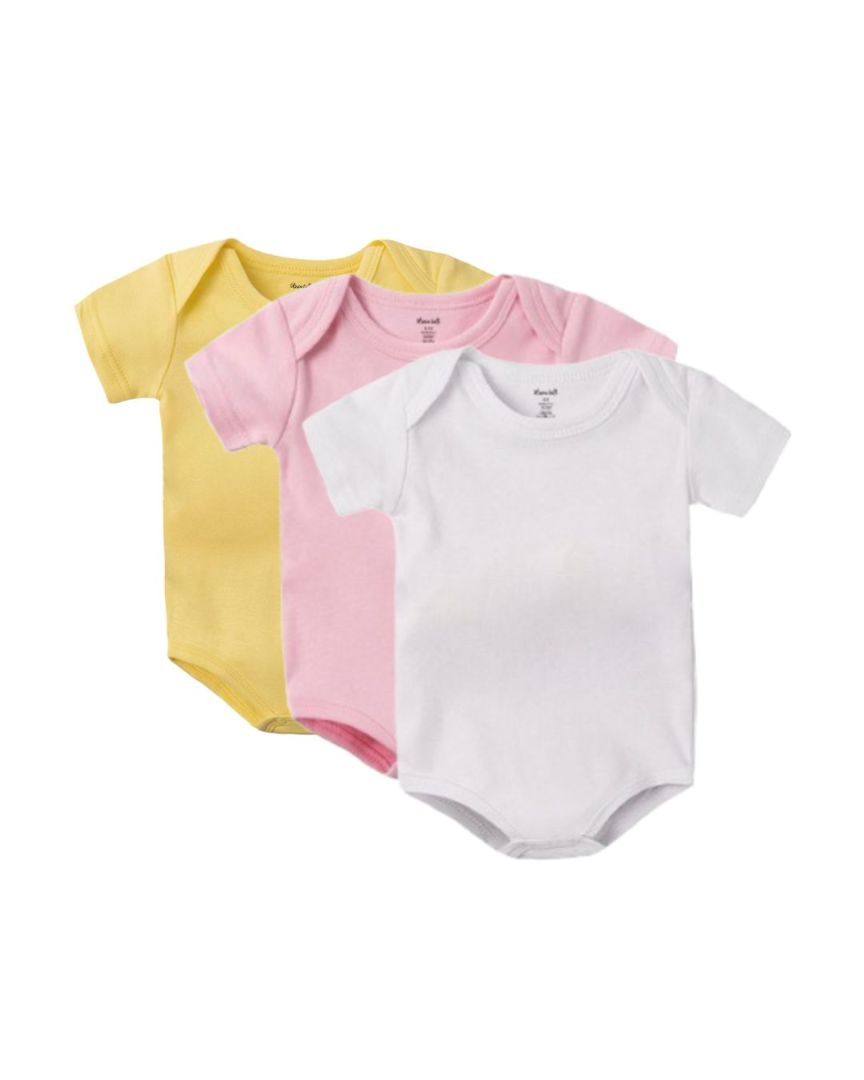 Tots Baby Bodysuit, Short Sleeve, 100% Soft Cotton, Unisex, 0-18 Months, 5 in a Pack